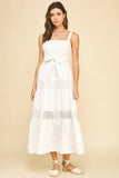 CONTRAST EYELET DETAILED MAXI DRESS - 6086D: Black / L