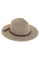 C.C Straw Panama Hat with Tied Ribbon: Multi Brown