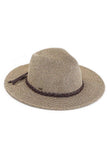 C.C Straw Panama Hat with Tied Ribbon: Gray/Black