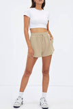 Plain High Waist Drawstring Shorts ZZKF805: Gray / L