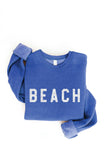 BEACH Graphic Sweatshirt: LIGHT BLUE / M