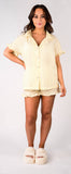 Skylar Short Sleeve Ruffle Top: PINK M-L